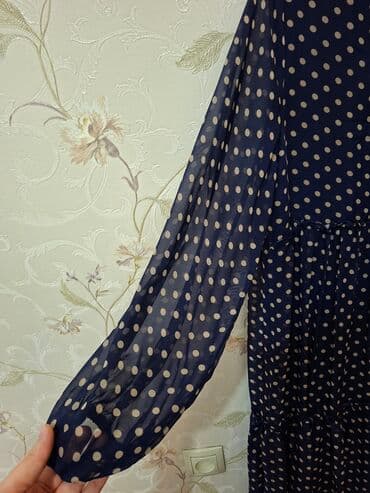 Naxışlı şifon don - Rəng: tünd göy, krem rəngli xırda xallarla - lalafo.az -da Naxışlı şifon don - Rəng: tünd göy, krem rəngli xırda xallarla -