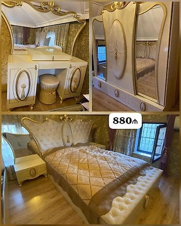 Двуспальная кровать, Шкаф, Трюмо, Тумба, Б/у at lalafo.az Двуспальная кровать, Шкаф, Трюмо, Тумба, Б/у
