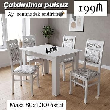 Masa dəsti MASA +4 STULL💥 Qiymət : 199₼ Masa ölçü: 80x1.30 🆘 RƏNG lalafo.az -da Masa dəsti MASA +4 STULL💥 Qiymət : 199₼ Masa ölçü: 80x1.30 🆘 RƏNG