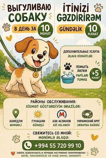 Выгул собак 🐶 Мне 14–15 лет, я ответственный и очень люблю животных lalafo.az -da Выгул собак 🐶 Мне 14–15 лет, я ответственный и очень люблю животных