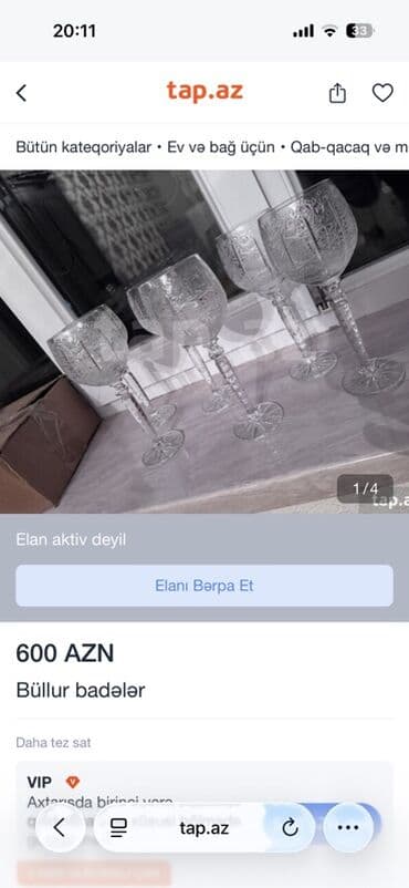 Qədəhlər, rəng - Ağ, Xrustal lalafo.az -da Qədəhlər, rəng - Ağ, Xrustal