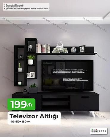 Televizor altlığı və divar rəfi dəsti - Ölçülər: 40×50×180 sm - lalafo.az -da Televizor altlığı və divar rəfi dəsti - Ölçülər: 40×50×180 sm -