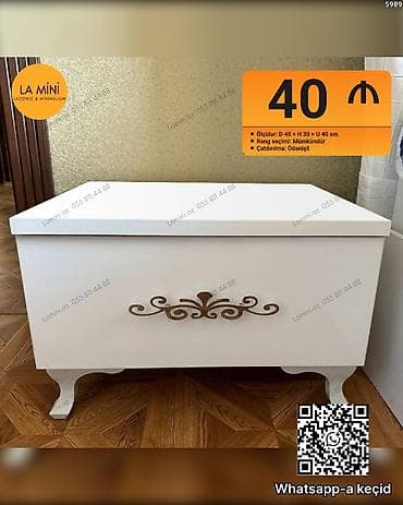 Ağ rəngdə dekorativ sandıq/kişik çəkmə qutusu - Ölçülər: Dərinlik 40 lalafo.az -da Ağ rəngdə dekorativ sandıq/kişik çəkmə qutusu - Ölçülər: Dərinlik 40