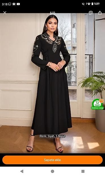 Qadın uzun don – qara rəng, zərli işmələr - Stil: Zərif, maxi lalafo.az -da Qadın uzun don – qara rəng, zərli işmələr - Stil: Zərif, maxi