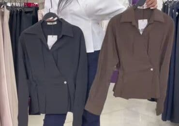 Qadın bluz/köynək – sarğı tipli, beldən vurğulu model - Dizayn lalafo.az -da Qadın bluz/köynək – sarğı tipli, beldən vurğulu model - Dizayn