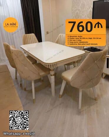 Açılan, Dördbucaq masa, 6 stul lalafo.az -da Açılan, Dördbucaq masa, 6 stul