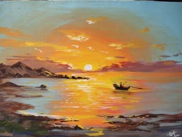 Dəniz mənzərəli orijinal tablo – gün batımı - Texnika: akril boya lalafo.az -da Dəniz mənzərəli orijinal tablo – gün batımı - Texnika: akril boya