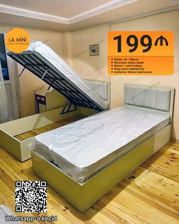 Təknəfərlik çarpayı, Bazalı, Matras ilə, Siyirməsiz lalafo.az -da Təknəfərlik çarpayı, Bazalı, Matras ilə, Siyirməsiz