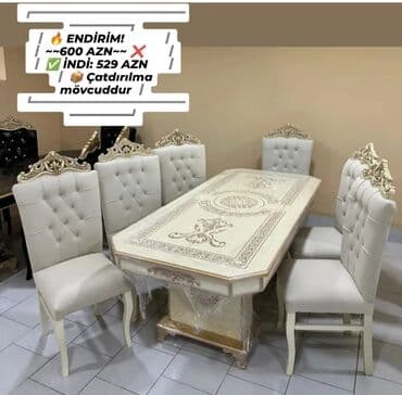 Qonaq otağı üçün, Yeni, Açılmayan, Dördbucaq masa, 6 stul lalafo.az -da Qonaq otağı üçün, Yeni, Açılmayan, Dördbucaq masa, 6 stul