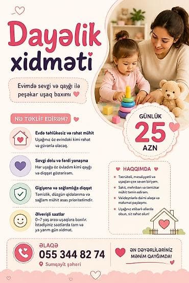 Dayəlik xidməti – evimdə sevgi və qayğı ilə peşəkar uşaq baxımı lalafo.az -da Dayəlik xidməti – evimdə sevgi və qayğı ilə peşəkar uşaq baxımı