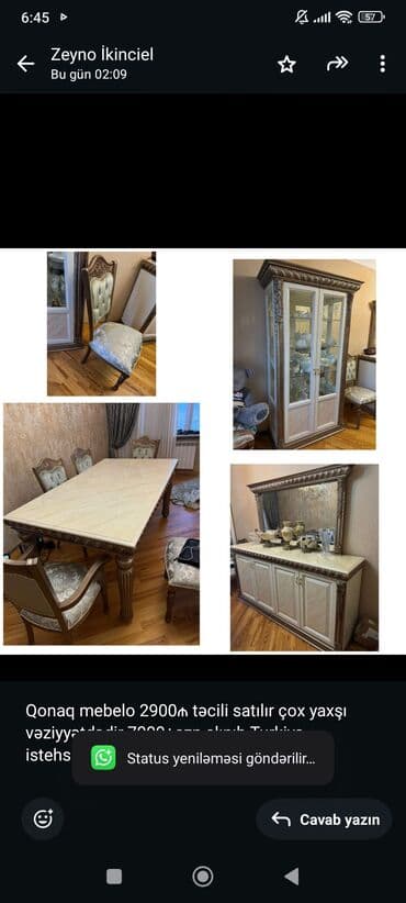 Qonaq mebelo 2900₼ təcili satılır çox yaxşı vəziyyətdədir 7000+azn lalafo.az -da Qonaq mebelo 2900₼ təcili satılır çox yaxşı vəziyyətdədir 7000+azn