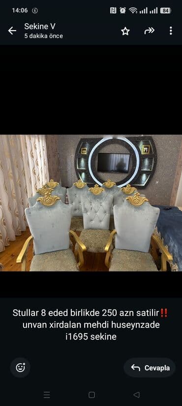 Stullar 8 eded birlikde 250 azn satilir‼️unvan xirdalan mehdi lalafo.az -da Stullar 8 eded birlikde 250 azn satilir‼️unvan xirdalan mehdi