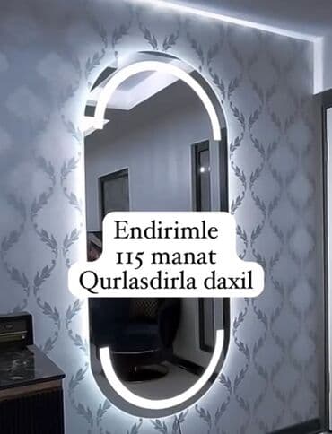 Güzgü Divar üçün, Dekorativ, Arxa işıqlı lalafo.az -da Güzgü Divar üçün, Dekorativ, Arxa işıqlı