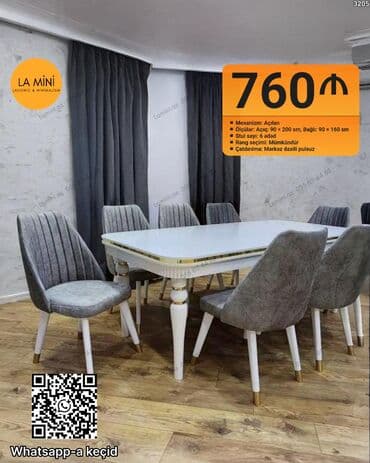 Açılan, Dördbucaq masa, 6 stul lalafo.az -da Açılan, Dördbucaq masa, 6 stul