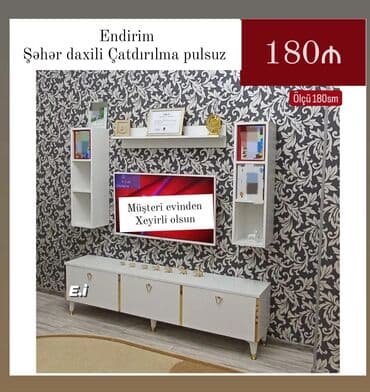 Tv stend tv alti sifarisle hazırlanır. ⚜️Rəng ve olcu seçimi var lalafo.az -da Tv stend tv alti sifarisle hazırlanır. ⚜️Rəng ve olcu seçimi var