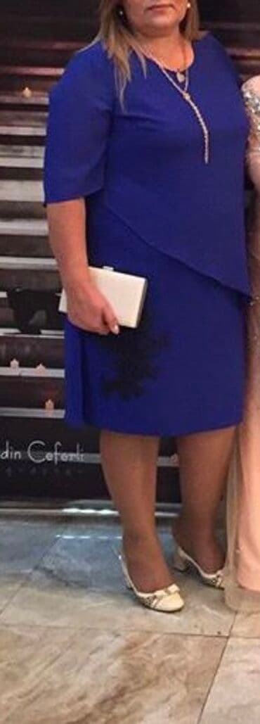 Şık qadın paltarı – elektrik-mavi rəngdə, ikiqat laylı dizayn lalafo.az -da Şık qadın paltarı – elektrik-mavi rəngdə, ikiqat laylı dizayn