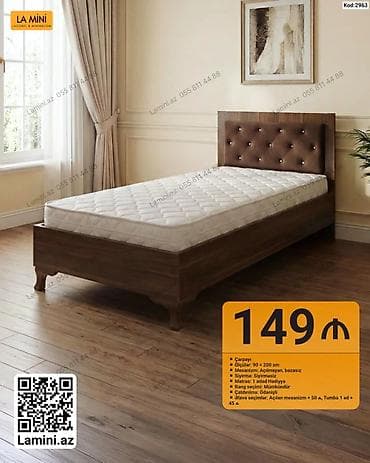 Kod: 2963 Çarpayı – tək ölçü - Ölçü: 90 × 200 sm - Mexanizm at lalafo.az Kod: 2963 Çarpayı – tək ölçü - Ölçü: 90 × 200 sm - Mexanizm