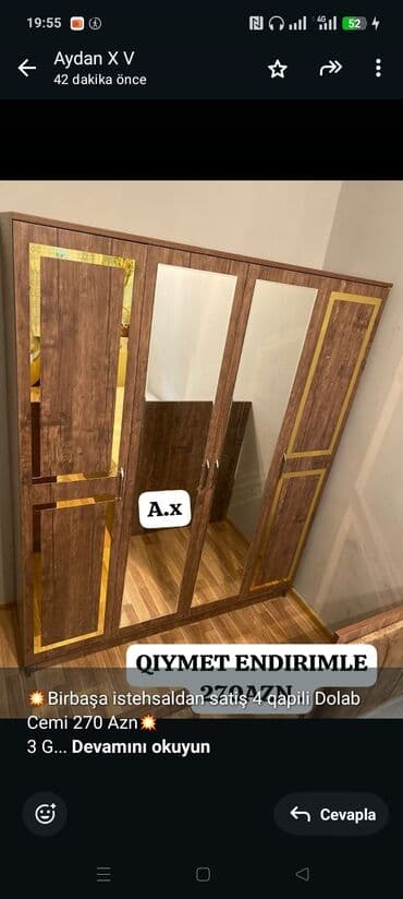 💥Birbaşa istehsaldan satiş 4 qapili Dolab Cemi 270 Azn💥 3 GÜNLÜK lalafo.az -da 💥Birbaşa istehsaldan satiş 4 qapili Dolab Cemi 270 Azn💥 3 GÜNLÜK