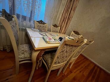 Qonaq otağı üçün, İşlənmiş, Açılan, Dördbucaq masa, 6 stul lalafo.az -da Qonaq otağı üçün, İşlənmiş, Açılan, Dördbucaq masa, 6 stul