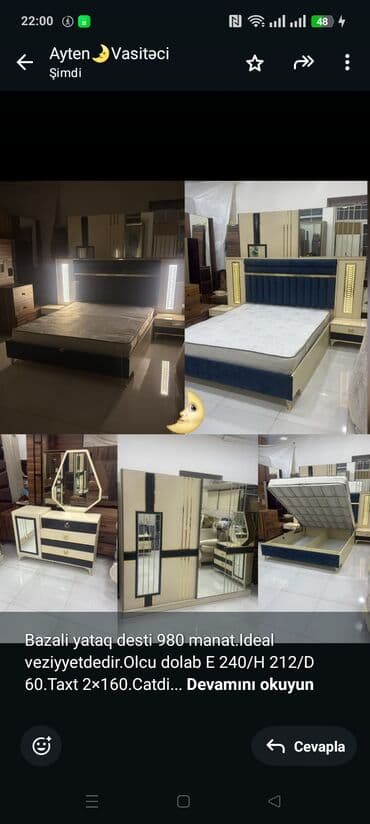 Bazali yataq desti 980 manat.Ideal veziyyetdedir.Olcu dolab E 240/H lalafo.az -da Bazali yataq desti 980 manat.Ideal veziyyetdedir.Olcu dolab E 240/H