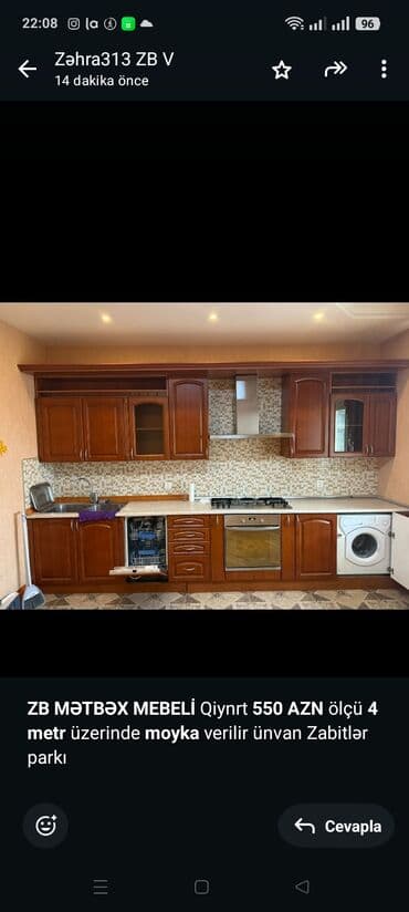 *ZB* *MƏTBƏX MEBELİ* Qiynrt *550 AZN* ölçü *4 metr* üzerinde *moyka* lalafo.az -da *ZB* *MƏTBƏX MEBELİ* Qiynrt *550 AZN* ölçü *4 metr* üzerinde *moyka*