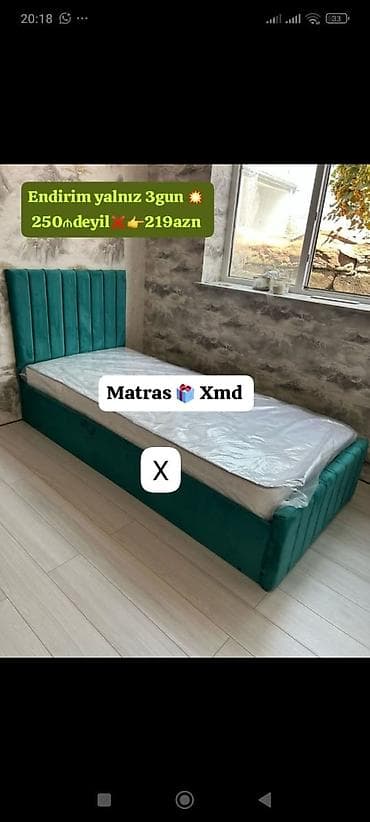Tək nəfərlik çarpayı – yumşaq parça ilə üzlənmiş, başlıq və ayaqlıq lalafo.az -da Tək nəfərlik çarpayı – yumşaq parça ilə üzlənmiş, başlıq və ayaqlıq