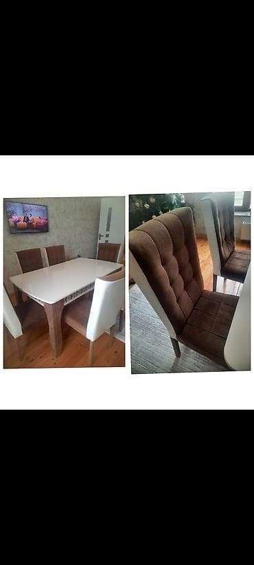 Qonaq otağı üçün, İşlənmiş, Dördbucaq masa, 6 stul lalafo.az -da Qonaq otağı üçün, İşlənmiş, Dördbucaq masa, 6 stul