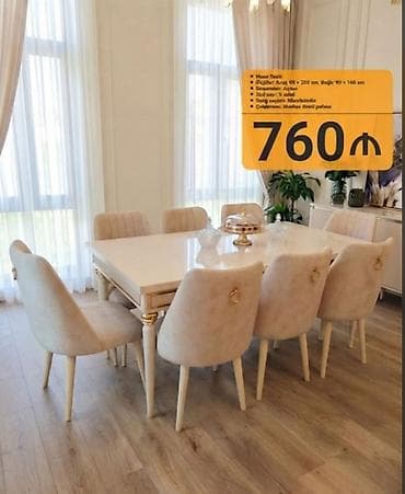 Qonaq otağı üçün, Yeni, Açılan, Dördbucaq masa, 8 stul lalafo.az -da Qonaq otağı üçün, Yeni, Açılan, Dördbucaq masa, 8 stul
