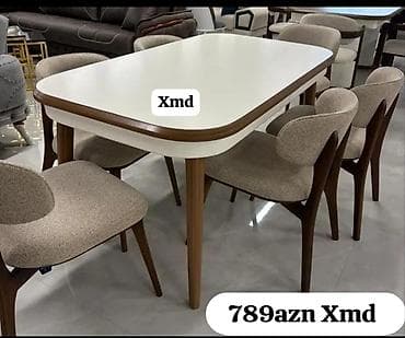 Yemək dəsti – 1 masa + 4 stul - Dizayn: Yumru künclü, ağ üst səthli lalafo.az -da Yemək dəsti – 1 masa + 4 stul - Dizayn: Yumru künclü, ağ üst səthli