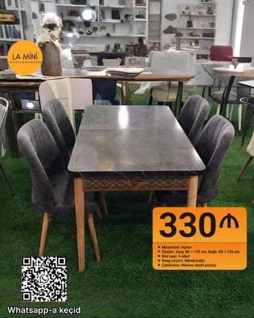 Mətbəx üçün, Açılan, Dördbucaq masa, 4 stul lalafo.az -da Mətbəx üçün, Açılan, Dördbucaq masa, 4 stul