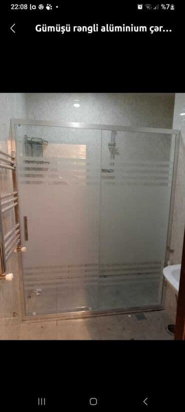 Unitaz baçokları: Gümüşü rəngli alüminium çərçivəli, şüşəsi mat və zolaqlı duş kabinəsi lalafo.az -da — 2 Unitaz baçokları: Gümüşü rəngli alüminium çərçivəli, şüşəsi mat və zolaqlı duş kabinəsi — 2