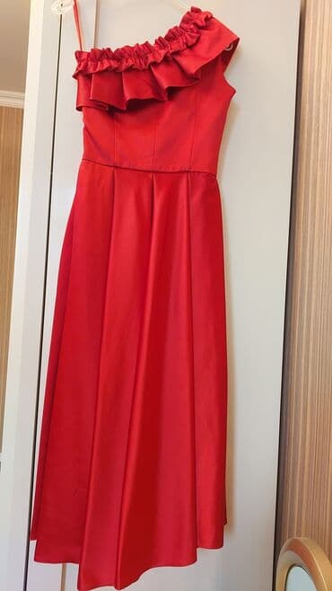 Qırmızı atlas fakturalı ziyafət paltarı. - Bir çiyinli dizayn - Bel lalafo.az -da Qırmızı atlas fakturalı ziyafət paltarı. - Bir çiyinli dizayn - Bel