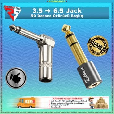 3.5mm / 6.35mm Audio Adapter AUX Kabel / AUX Cevrici / AUX Başlıq / 90 lalafo.az -da 3.5mm / 6.35mm Audio Adapter AUX Kabel / AUX Cevrici / AUX Başlıq / 90