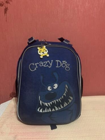 Uşaq üçün məktəb çantası – “Crazy Dög” dizaynı - Rəng: tünd göy - Ön lalafo.az -da Uşaq üçün məktəb çantası – “Crazy Dög” dizaynı - Rəng: tünd göy - Ön