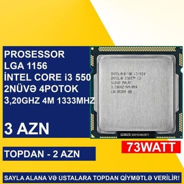 Korpuslar: Prosessor Intel Core i3 Prosessor “LGA 1156 (1ci nəsil) İntel Core i3 550”, 4 nüvə, İşlənmiş lalafo.az -da — 1 Korpuslar: Prosessor Intel Core i3 Prosessor “LGA 1156 (1ci nəsil) İntel Core i3 550”, 4 nüvə, İşlənmiş — 1