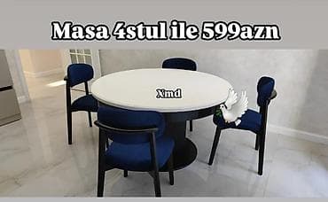 Mətbəx üçün, Yeni, Yumru masa, 4 stul lalafo.az -da Mətbəx üçün, Yeni, Yumru masa, 4 stul