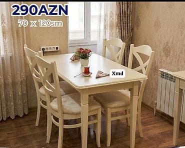Mətbəx/Qonaq otağı üçün yemək masası və 4 ədəd stul dəsti. - Ölçü: 70 lalafo.az -da Mətbəx/Qonaq otağı üçün yemək masası və 4 ədəd stul dəsti. - Ölçü: 70