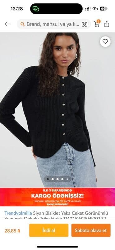 Trendyolmilla kardiqan M olchu geyinmemishem, yeni almisham mene lalafo.az -da Trendyolmilla kardiqan M olchu geyinmemishem, yeni almisham mene