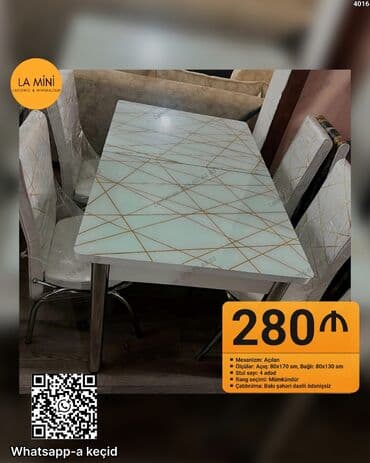 Açılan, Dördbucaq masa, 4 stul lalafo.az -da Açılan, Dördbucaq masa, 4 stul