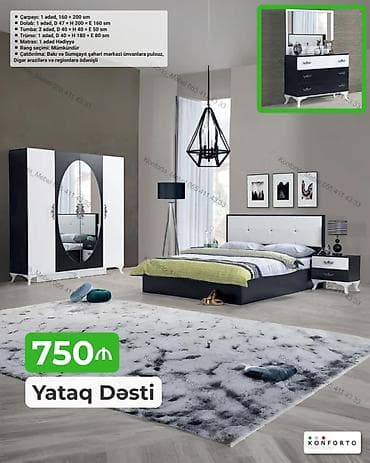Yataq Dəsti – 750₼ Komplektasiya: - Çarpayı: 1 ədəd, 160 × 200 sm - lalafo.az -da Yataq Dəsti – 750₼ Komplektasiya: - Çarpayı: 1 ədəd, 160 × 200 sm -