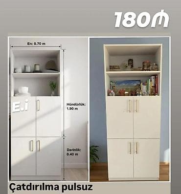 Ağ rəngli çoxfunksiyalı şkaf - Ölçülər: hündürlük 1.90 m, en 0.70 m at lalafo.az Ağ rəngli çoxfunksiyalı şkaf - Ölçülər: hündürlük 1.90 m, en 0.70 m
