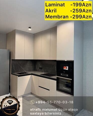 Müasir dizaynlı künc mətbəx mebeli - Minimalist, tutacaqsız fasadlar lalafo.az -da Müasir dizaynlı künc mətbəx mebeli - Minimalist, tutacaqsız fasadlar