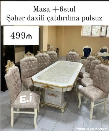 Qonaq otağı üçün, Yeni, Açılmayan, Dördbucaq masa, 6 stul lalafo.az -da Qonaq otağı üçün, Yeni, Açılmayan, Dördbucaq masa, 6 stul