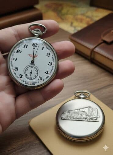RU: Редкие карманные часы "Молния" с барельефом паровоза уникальные lalafo.az -da RU: Редкие карманные часы "Молния" с барельефом паровоза уникальные