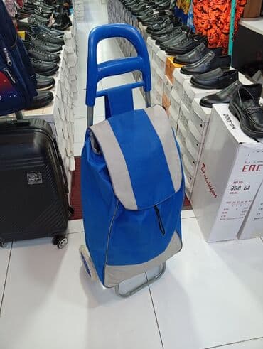 Mağaza arabaları: İki təkərli alış-veriş arabası-sumka - Rəng: mavi, boz detallarla - lalafo.az -da — 1 Mağaza arabaları: İki təkərli alış-veriş arabası-sumka - Rəng: mavi, boz detallarla - — 1