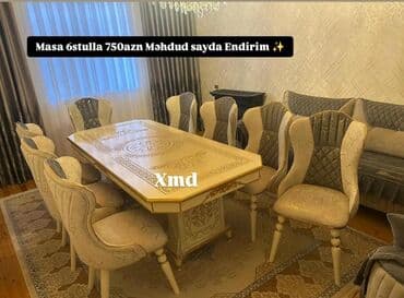 Qonaq otağı üçün, Dördbucaq masa, 6 stul lalafo.az -da Qonaq otağı üçün, Dördbucaq masa, 6 stul
