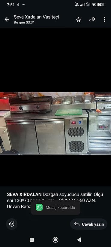 *SEVA XİRDALAN* Dəzgah soyuducu satilir. Ölçü eni 130*70 hund 85 sm lalafo.az -da *SEVA XİRDALAN* Dəzgah soyuducu satilir. Ölçü eni 130*70 hund 85 sm