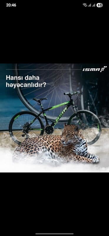 ISMA markalı, qara rəngli, yaşıl detalları olan dağ velosipedi lalafo.az -da ISMA markalı, qara rəngli, yaşıl detalları olan dağ velosipedi