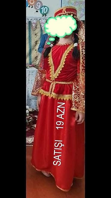 Национальные костюмы: Uşaq üçün milli geyim dəsti - Rəng: qırmızı - Komplekt: uzun ətək at lalafo.az — 1 Национальные костюмы: Uşaq üçün milli geyim dəsti - Rəng: qırmızı - Komplekt: uzun ətək — 1