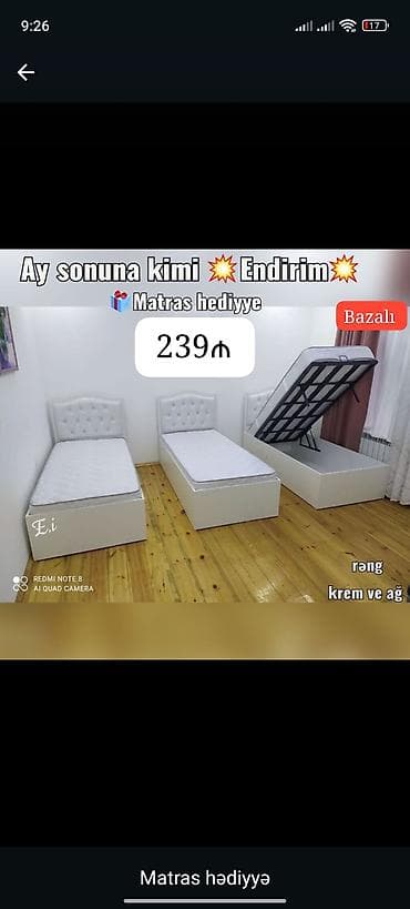 Yeni, Təknəfərlik çarpayı, Bazalı, Matras ilə, Siyirməsiz lalafo.az -da Yeni, Təknəfərlik çarpayı, Bazalı, Matras ilə, Siyirməsiz